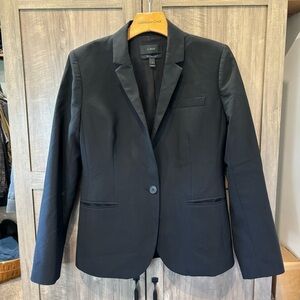 J Crew 6 Blazer BI Stretch Black Tollegno 1900 Wool One Button Blazer Jacket